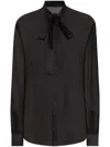 Dolce & Gabbana Black Silk Shirt With Bow In Black