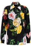Dolce & Gabbana Multicolor Shirt With Oversize Pointed Collar And All-over Floral Motif In Silk Stretch Woman