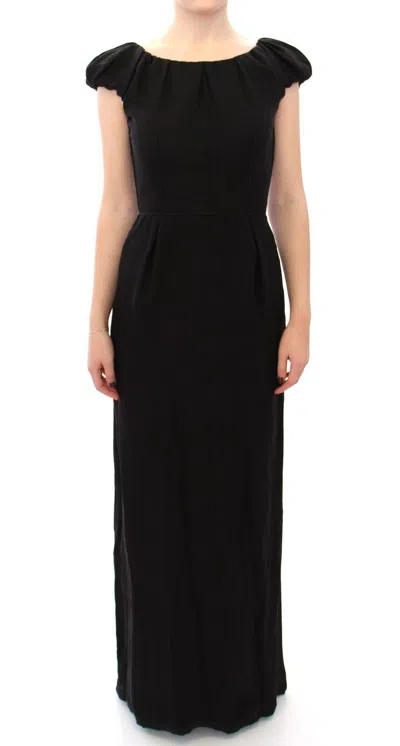 Dolce & Gabbana Black Silk Shortsleeve Gown Maxi It Women's Dress