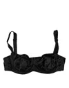 Dolce & Gabbana Black Silk Stretch Balconette Brassiere Underwear In Black