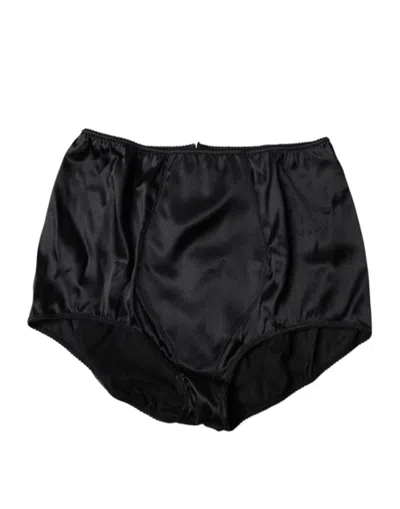 Dolce & Gabbana Black Silk Stretch High Waist Girdle Underwear