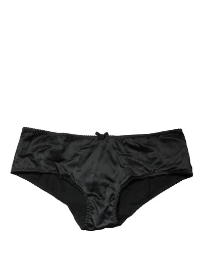 Dolce & Gabbana Black Silk Stretch Mid Waist Brief Panty Underwear
