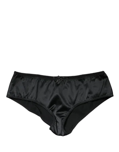 Dolce & Gabbana Black Silk Stretch Mid Waist Brief Panty Underwear In Blue