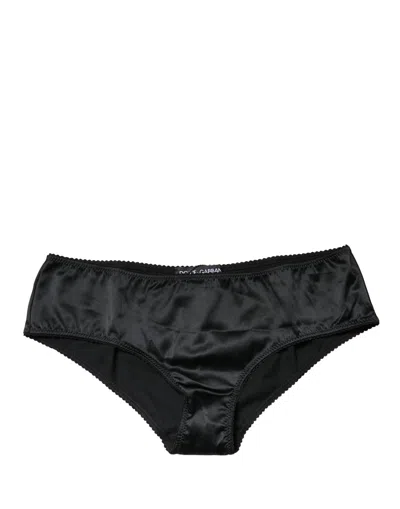Dolce & Gabbana Black Silk Stretch Mid Waist Brief Panty Underwear In Blue