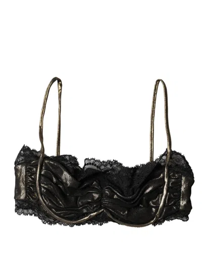 Dolce & Gabbana Black Silk Underwired Balconnet Bra Underwear