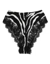Dolce & Gabbana Black Silk Zebra Print Lace High Waist Underwear In Black