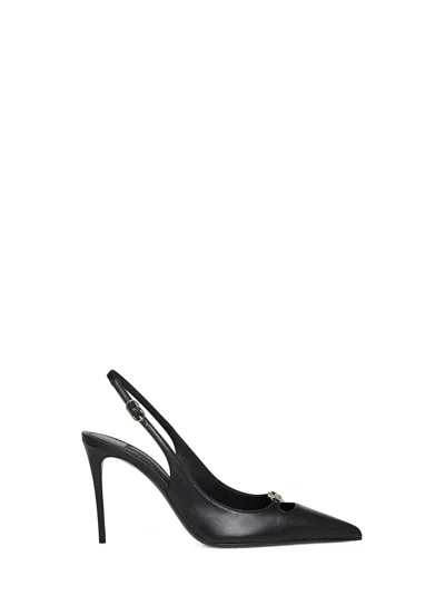 Dolce & Gabbana Black Silky Nappa Leather Lollo Slingback Pumps