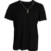 DOLCE & GABBANA DOLCE & GABBANA ELEGANT BLACK COTTON CREWNECK TEE WITH DOG TAG MEN'S DETAIL