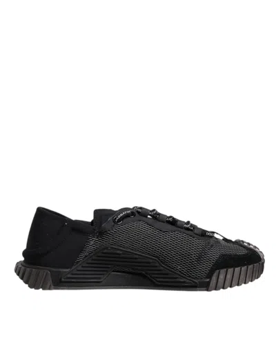 Pre-owned Dolce & Gabbana Black Silver Logo Low Top Men Sneakers Men's Shoes () In Multi