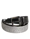 Dolce & Gabbana Black Silver Pebbled Texture Leather Buckle Men Men's Belt In Multi