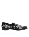 Dolce & Gabbana Black Silver Sequined Loafers Men Dress Shoes In Animal Print