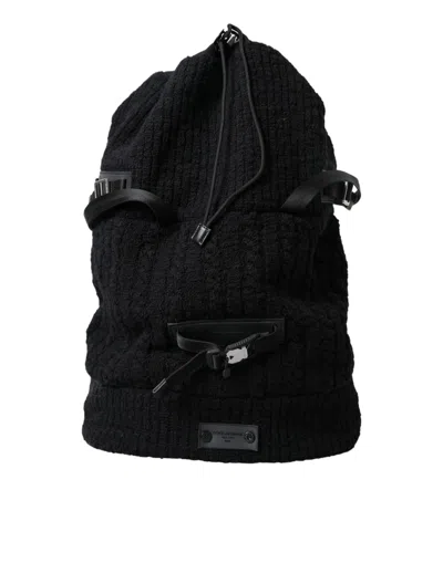Dolce & Gabbana Black Silver Wool Zaino Tricot Backpack Men Bag