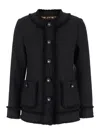 Dolce & Gabbana Black Single-breasted Jacket With Branded Button In Tweed Woman In Black
