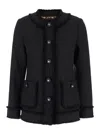Dolce & Gabbana Black Single-breasted Jacket With Branded Button In Tweed Woman In Black