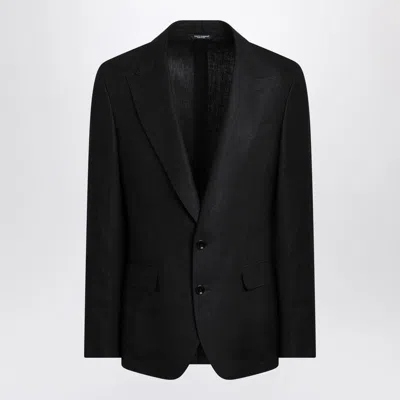 DOLCE & GABBANA DOLCE & GABBANA  BLACK SINGLE-BREASTED LINEN JACKET