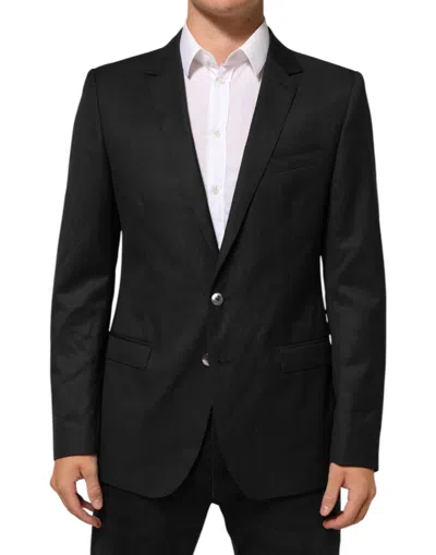 Dolce & Gabbana Black Single Breasted Men Coat Martini Men's Blazer