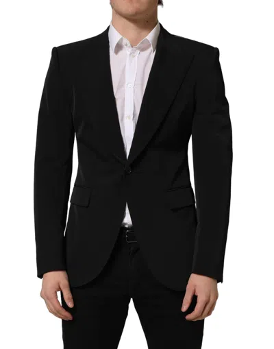 Pre-owned Dolce & Gabbana Black Single Breasted One Button Coat Men's Blazer ()