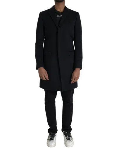 Dolce & Gabbana Black Single Breasted Trench Coat Men's Jacket