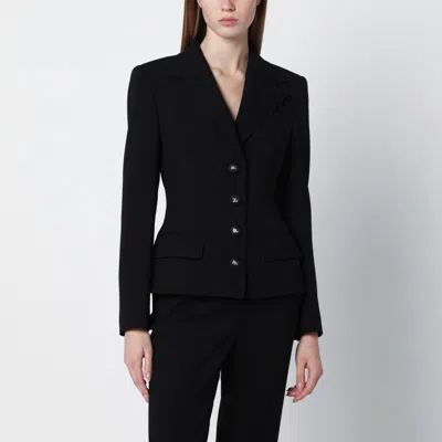 Dolce & Gabbana Black Single-breasted Wool Canvas Jacket