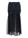 Dolce & Gabbana Black Skirt With Pleated Design And Drawstring Waist In Silk Blend Stretch Woman In Black