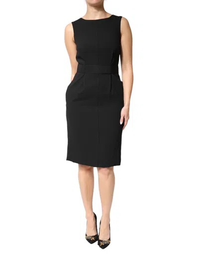 Dolce & Gabbana Black Sleeveless Sheath Knee Length Dress