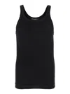 Dolce & Gabbana Black Sleeveless Top With Logo Embroidery On The Front And Ribbed Knit In Cotton Man