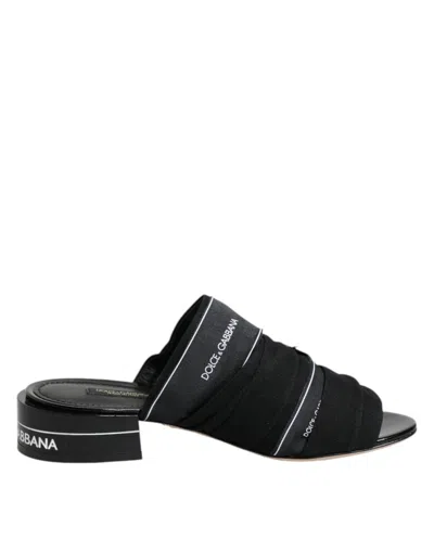 Pre-owned Dolce & Gabbana Black Slides Slip On Sandals Women's Shoes ()