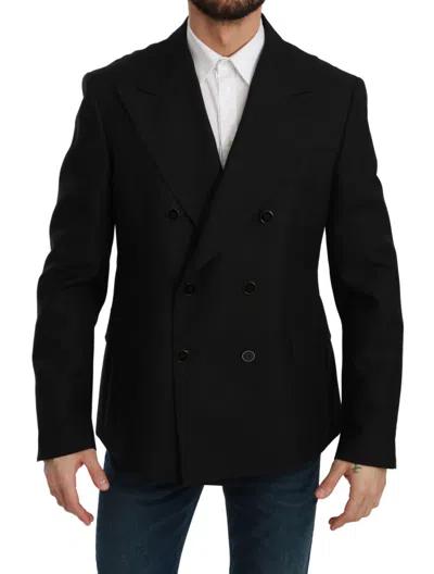 Dolce & Gabbana Black Slim Fit Jacket Coat Wool Men's Blazer