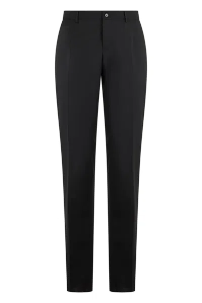 Dolce & Gabbana Slim Wool Pants With High Waist Tapered Fit In Black