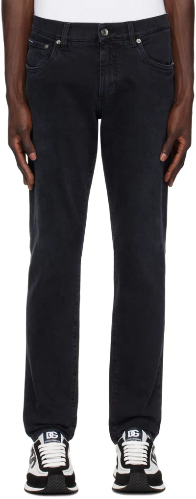 Dolce & Gabbana Black Slim-fit Stretch Jeans In S9001 Combined Colou