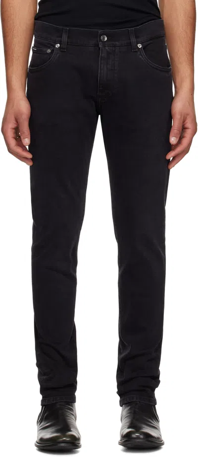 Dolce & Gabbana Black Slim-fit Stretch Jeans In Variante Abbinata