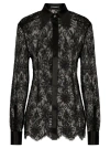 Dolce & Gabbana Black Slim Shirt With Satin Details In Chantilly Lace Woman In Black