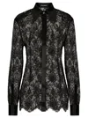 Dolce & Gabbana Black Slim Shirt With Satin Details In Chantilly Lace Woman In Black