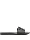 Dolce & Gabbana Black Flats With Cut-out Band And Dg Logo In Soft Rubber Woman In Black