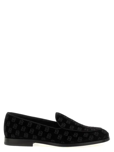 DOLCE & GABBANA BLACK SLIP ON LOAFERS