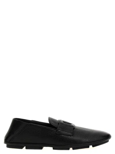 DOLCE & GABBANA BLACK SLIP ON LOAFERS