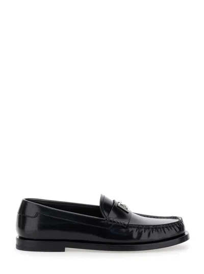 DOLCE & GABBANA BLACK SLIP ON LOAFERS
