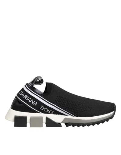 Dolce & Gabbana Black Slip On Sorrento Low Top Sneakers Shoes In Multi
