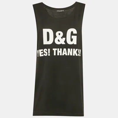 Pre-owned Dolce & Gabbana Black Slogan Print Jersey Tank Top M