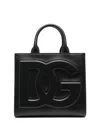 Dolce & Gabbana Structured Mini Shopper Bag With Calfskin Handles In Black