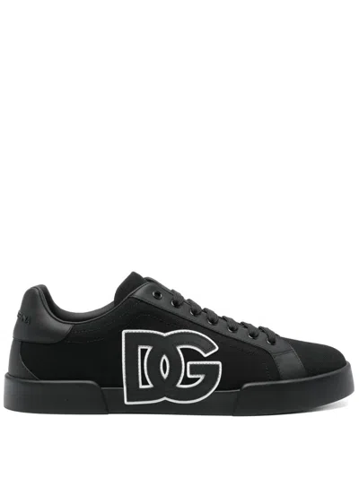 DOLCE & GABBANA DOLCE & GABBANA BLACK SNEAKERS WITH SIDE LOGO