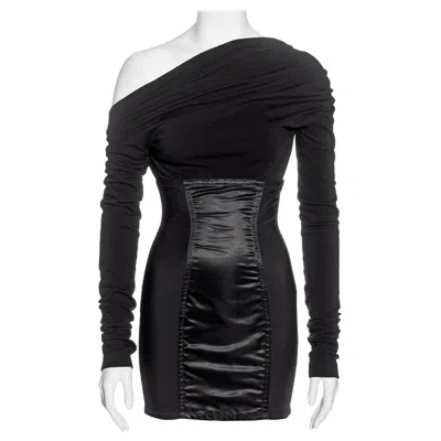 Pre-owned Dolce & Gabbana Black Spandex Long Sleeve Mini Dress, Ss 1992