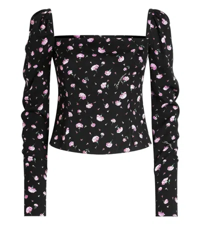 Dolce & Gabbana Carnation Print Silk Top Fitted Square Neckline In Multi
