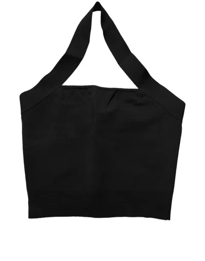 Dolce & Gabbana Square Neck Halter Cropped Tank Top In Black