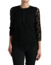 DOLCE & GABBANA BLACK STAFF BLOUSE FLORAL LACE NYLON TOP