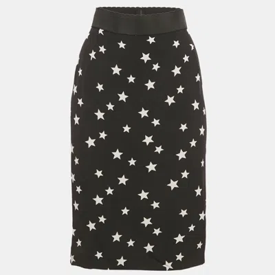 Pre-owned Dolce & Gabbana Black Star Print Silk Knee-length Skirt M