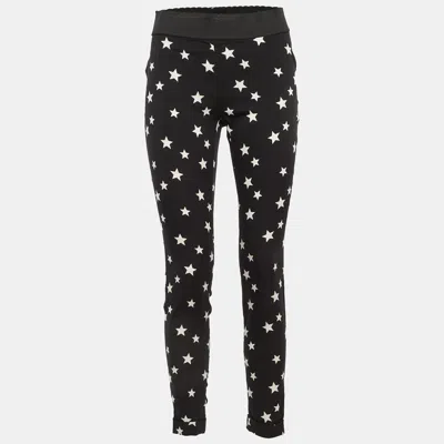 Pre-owned Dolce & Gabbana Black Star Print Stretch Silk Trousers S