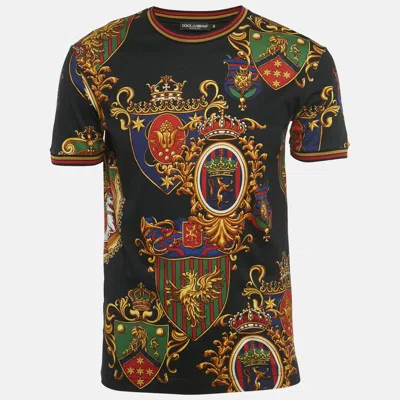 Pre-owned Dolce & Gabbana Black Stemmi 3 Print Cotton Crewneck T-shirt S