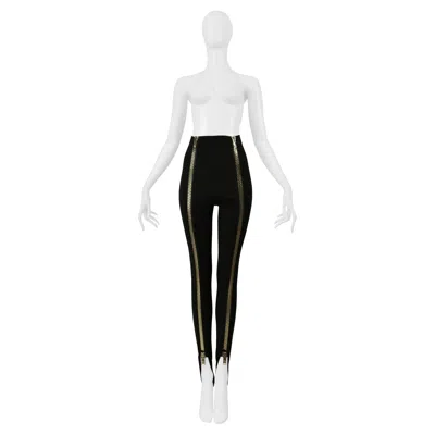 Pre-owned Dolce & Gabbana Black Stirrup Legging With Giant Gold Zippers