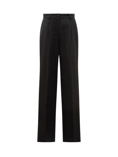 Dolce & Gabbana Black Straight Flat Front Pants In Brown